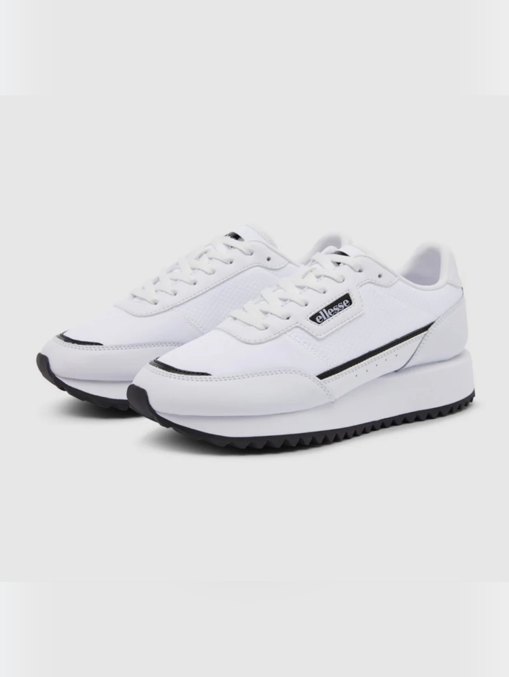 Ellesse White  Laro Sneakers with Black Accents Low-Top Runners Size US8/EUR39